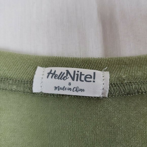 Hello Nite! Womens Olive Green Short Sleeve V Neck Basic T Shirt Size Small - Picture 7 of 7